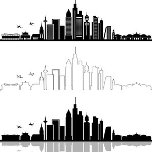 FRANKFURT MAIN SKYLINE contorno silhueta vetor svg eps jpg png