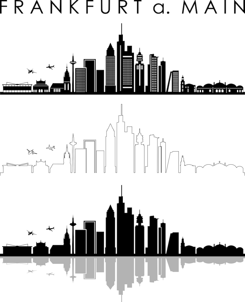FRANKFURT MAIN SKYLINE Umriss Silhouette Vektor svg eps