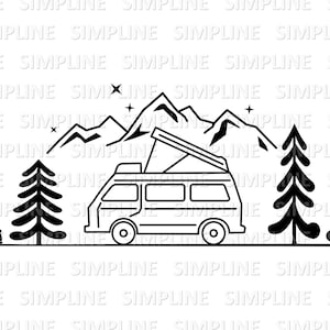 BUS Camper Motorhome retro Outline Silhouette Vector svg eps dxf png