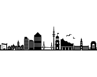 HAMBURG GERMANY City SKYLINE Outline Silhouette Vector svg eps jpg png