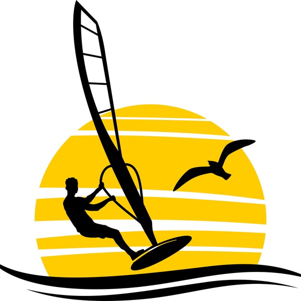 SURF WINDSURF Surf surfboard Outline Silhouette Vector Graphic svg eps jpg png