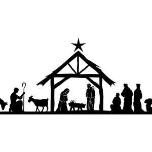 NOËL Crèche Naissance Silhouette Vector Graphic svg eps jpg png