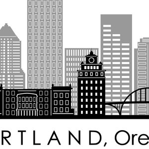 PORTLAND CITY USA Skyline Outline Silhouette Vector svg eps jpg png