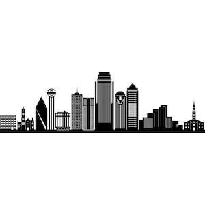 DALLAS Texas USA SKYLINE City Outline Silhouette Vector Graphic svg eps jpg png
