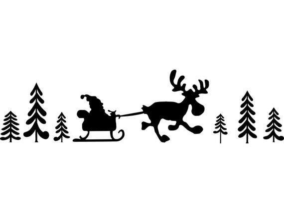 CHRISTMAS REINDEER SLEIGH Reindeer Sleigh Outline Silhouette ...