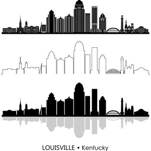 LOUISVILLE Kentucky USA SKYLINE City Outline Silhouette Vector Graphic svg eps jpg png
