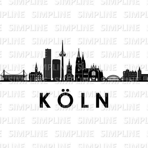 KÖLN NRW Deutschland SKYLINE City Umriss Silhouette Vektor Grafik svg eps png