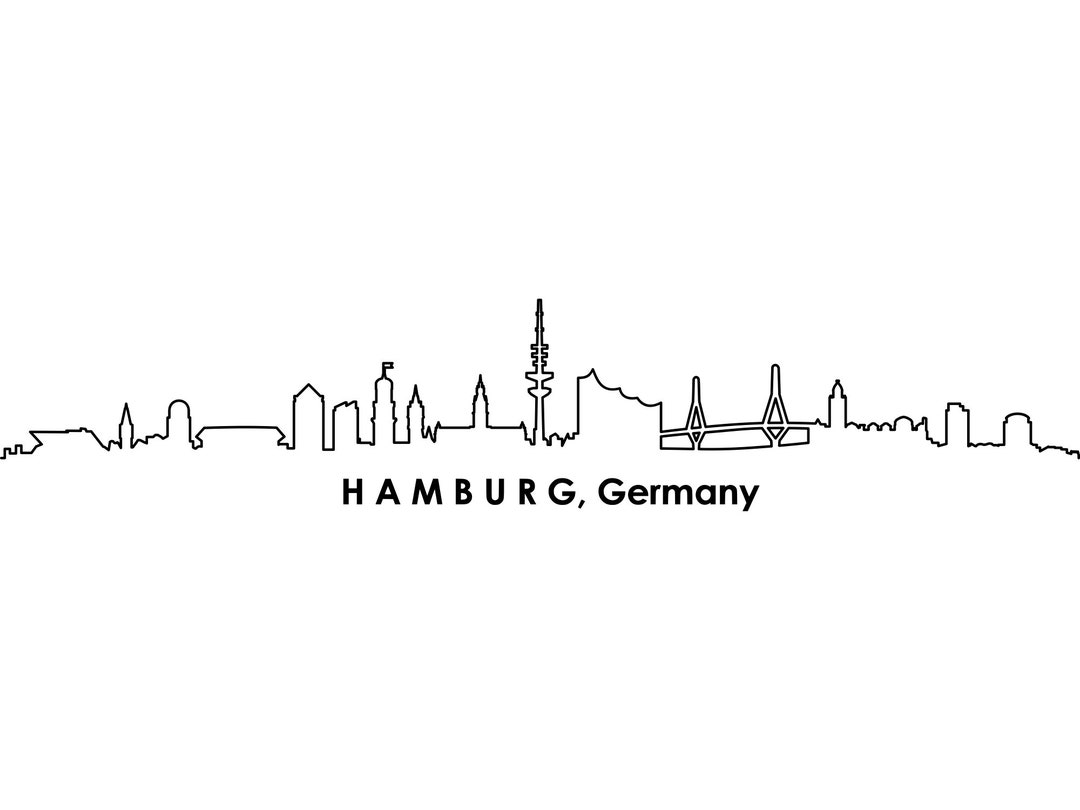 HAMBURG Germany Skyline City Outline Silhouette Vector Graphics Svg Eps Jpg  Png - Etsy