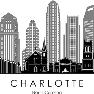 CHARLOTTE City North Carolina SKYLINE Outline Silhouette Vector svg eps jpg png
