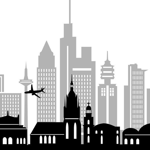 FRANKFURT MAIN SKYLINE Outline Silhouette Vector svg eps jpg png