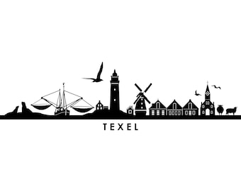 TEXEL Island Holland North Sea SKYLINE City Outline Silhouette Vector Graphic svg eps jpg png