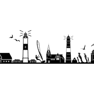 SYLT North Sea Island SKYLINE City Outline Silhouette Vector Graphic svg eps jpg png