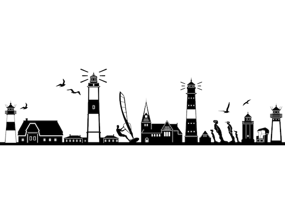 SYLT North Sea Island SKYLINE City Outline Silhouette Vector Graphic Svg  Eps Jpg Png - Etsy