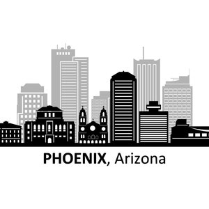 PHOENIX Arizona USA SKYLINE City Contour Silhouette Vector Graphic svg eps jpg png