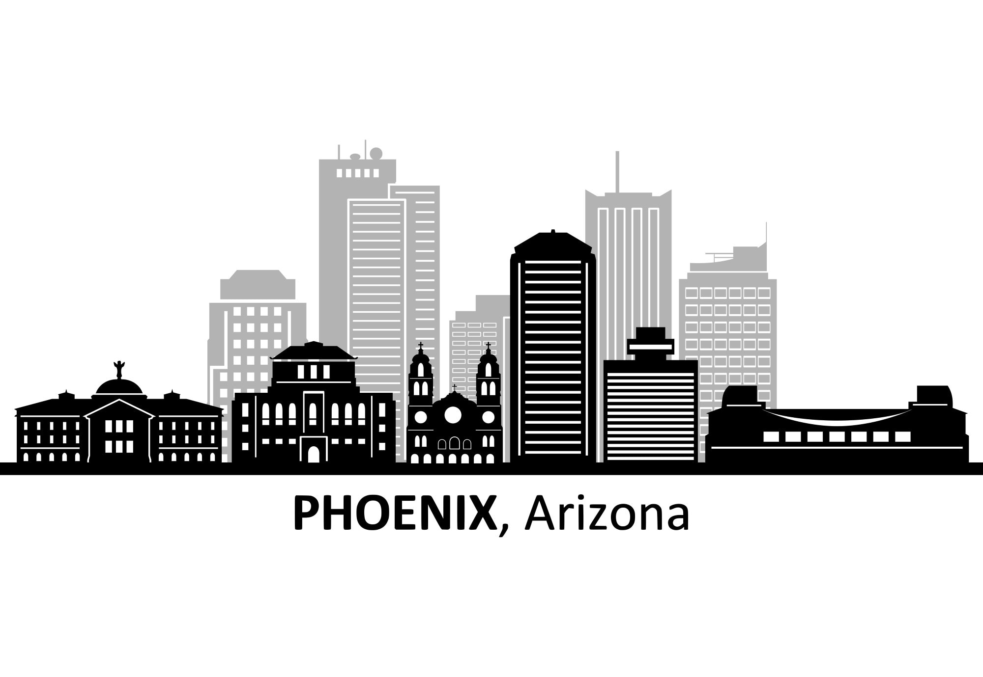 PHOENIX Arizona USA SKYLINE City Outline Silhouette Vector Graphic Svg Eps  Jpg Png - Etsy Canada