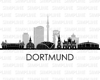 DORTMUND Ruhr Area Germany SKYLINE City Outline Silhouette Vector Graphics svg eps png