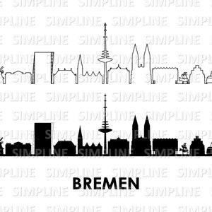 BREMEN Weser Deutschland SKYLINE City Umriss Silhouette Vektor Grafik svg eps png