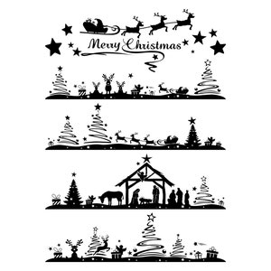 ENSEMBLE DE NOËL DU PÈRE NOËL Silhouettes Carte de vœux Vecteur svg eps jpg png