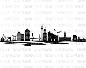 HAMBURG Elbe Germany SKYLINE City Outline Silhouette Vector Graphics svg eps png