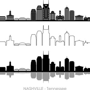 NASHVILLE CITY Tennessee SKYLINE Outline Silhouette Vector svg eps jpg png