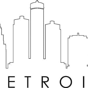 DETROIT Michigan City USA Skyline Outline Silhouette Vektor svg eps png jpg