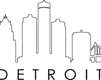 DETROIT Michigan City USA Skyline Outline Silhouette Vector svg eps png jpg