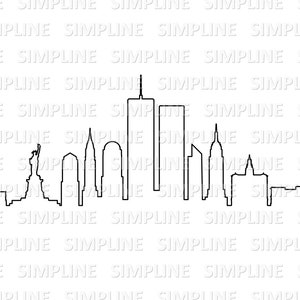 New York City TWIN TOWERS Skyline Outline Silhouette Vector svg eps png