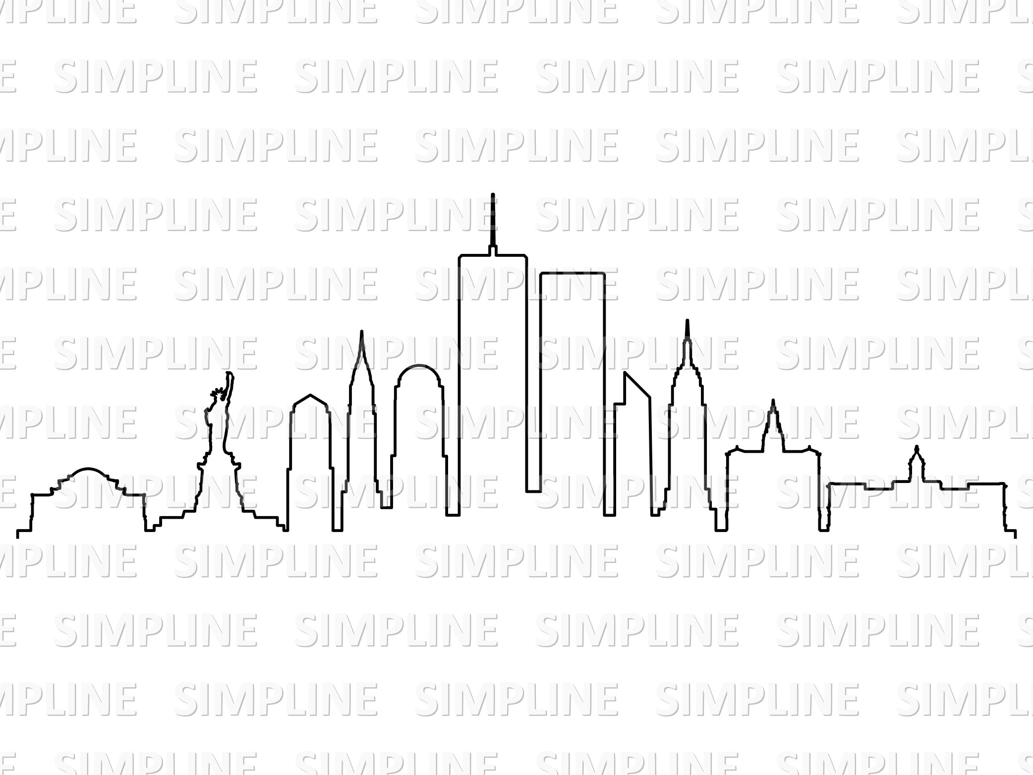 New York City Skyline Silhouette Twin Towers