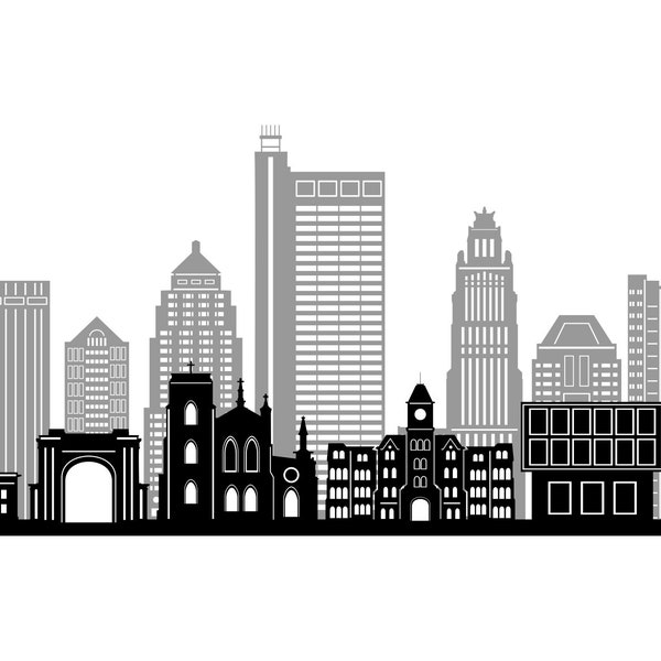 COLUMBUS OHIO Usa SKYLINE City Outline Silhouette Vector Graphic svg eps jpg png
