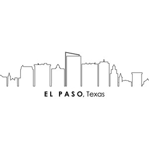EL PASO Teksas USA Skyline zarys miasta sylwetka grafika wektorowa SVG eps jpg png