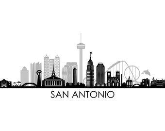 SAN ANTONIO Texas USA Skyline City Umriss Silhouette Vektor Grafik svg eps jpg png