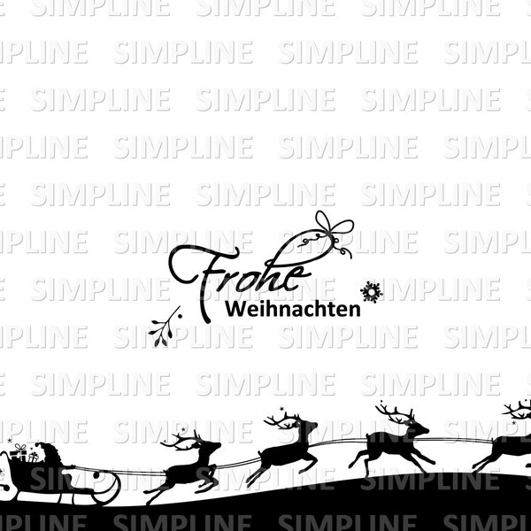 CHRISTMAS TREE Reindeer Sleigh Silhouette Vector Graphic svg eps png