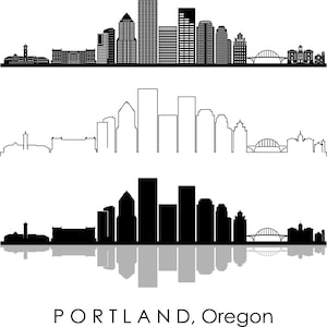 PORTLAND CITY USA Skyline Outline Silhouette Vector svg eps jpg png
