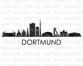 DORTMUND Ruhr Area Germany SKYLINE City Outline Silhouette Vector Graphic svg eps png