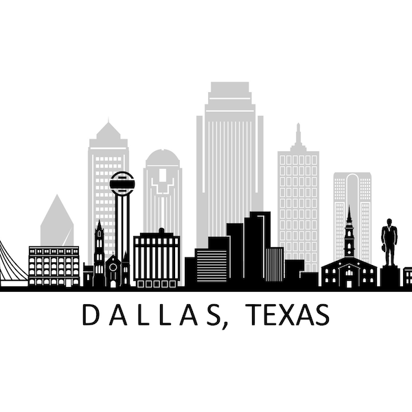 DALLAS Texas City USA Skyline Outline Silhouette Vector svg eps png jpg