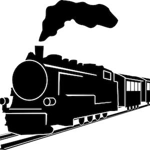 LOCOMOTIVE TRAIN STEAM LOCOMOTIVE outline silhouette vector graphics svg eps jpg png