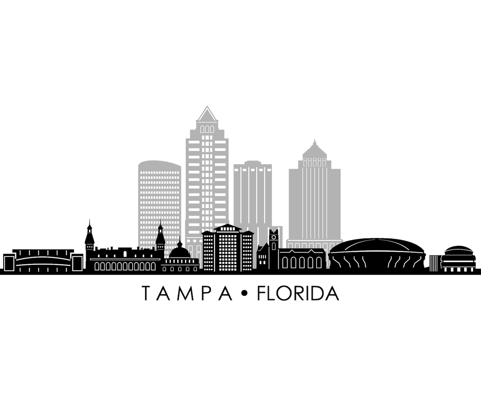 TAMPA Florida Usa SKYLINE City Outline Silhouette Vector Etsy