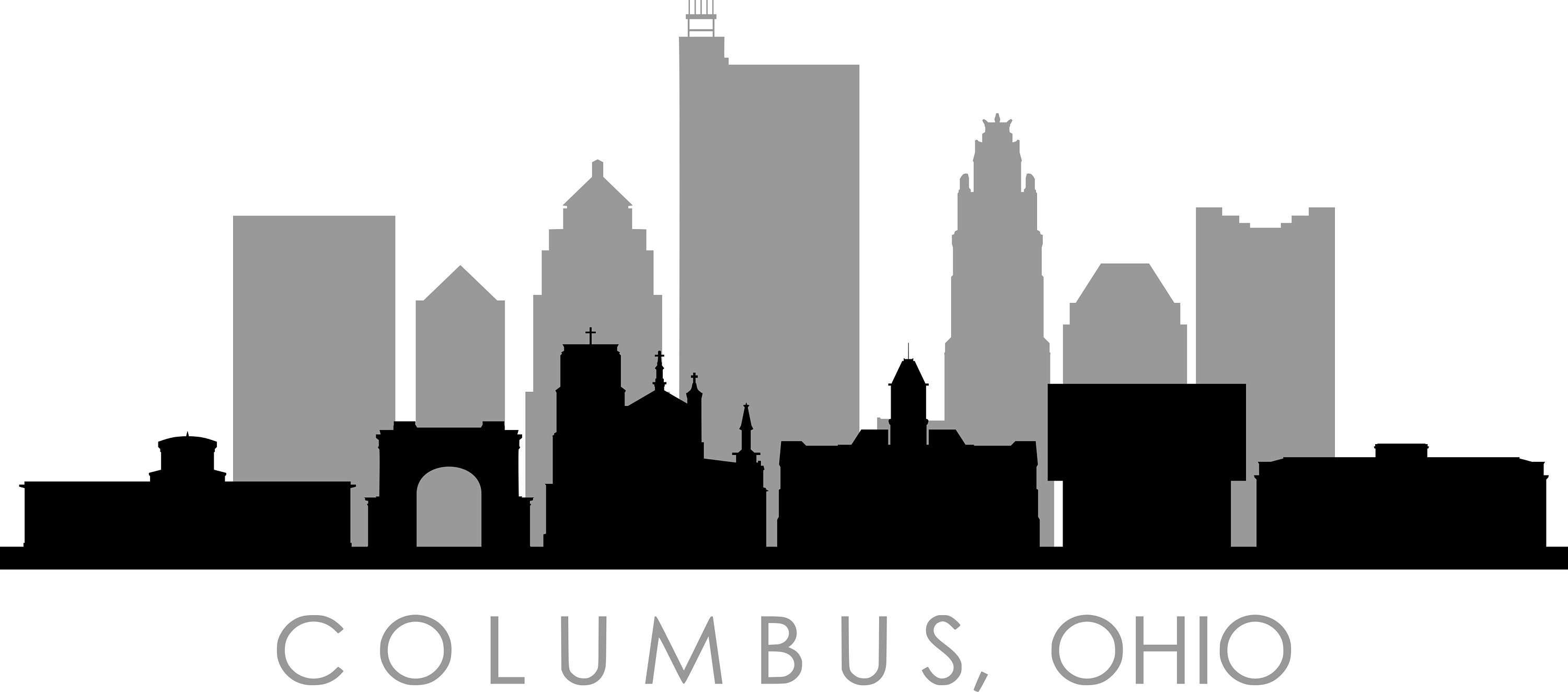 Drawing & Illustration COLUMBUS OHIO City SKYLINE Outline Silhouette