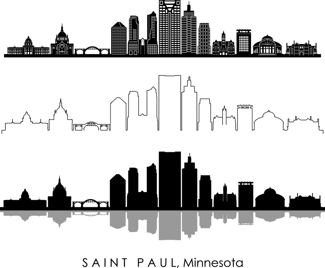 SAINT PAUL Minnesota City Skyline Outline Silhouette Vector | Etsy