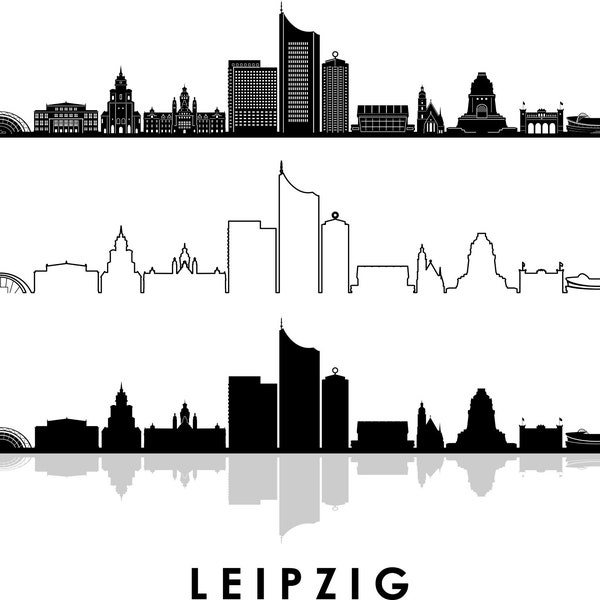 LEIPZIG Sachsen Germany SKYLINE City Outline Silhouette Vector Graphic svg eps jpg png