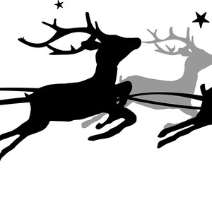 REINDEER SLEIGH SANTA CLAUS Silhouette Vector Graphic svg eps jpg png