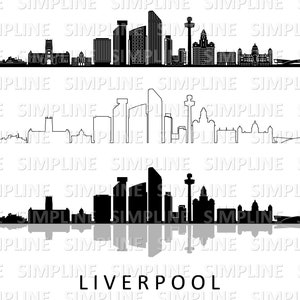 LIVERPOOL England United Kingdom SKYLINE City Outline Silhouette Vector Graphic svg eps jpg png