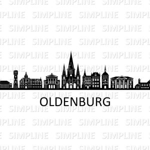 OLDENBURG Germany Lower Saxony SKYLINE City Outline Silhouette Vector Graphics svg eps dxf pdf png