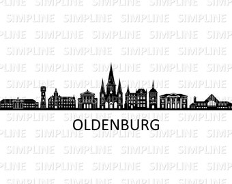 OLDENBURG Germany Lower Saxony SKYLINE City Outline Silhouette Vector Graphics svg eps dxf pdf png