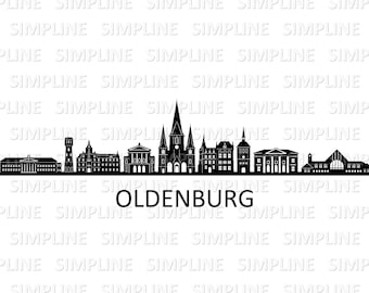 OLDENBURG Deutschland Niedersachsen SKYLINE Stadt Umriss Silhouette Vektor Grafik svg eps dxf pdf png
