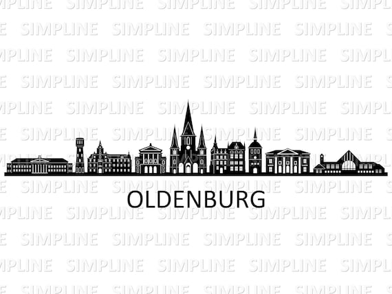 OLDENBURG Deutschland Niedersachsen SKYLINE Stadt Umriss Silhouette Vektor Grafik svg eps dxf pdf png