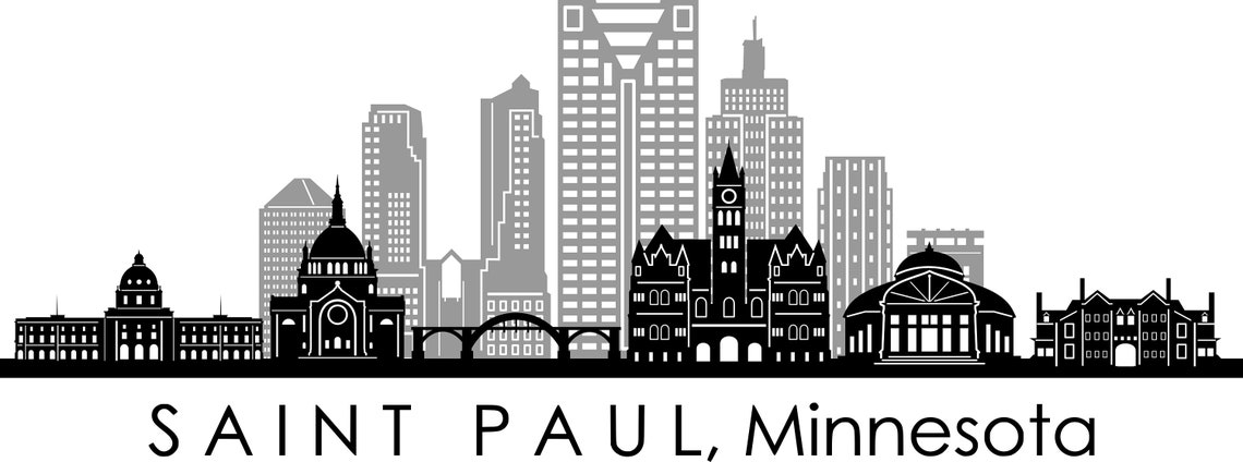 SAINT PAUL Minnesota City Skyline Outline Silhouette Vector Svg Eps Jpg ...