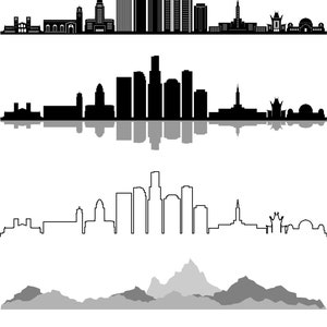 LOS ANGELES Set Skyline Outline Silhouette VECTOR svg eps jpg png