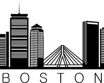BOSTON Massachusetts City SKYLINE Outline Silhouette Vector svg eps jpg png