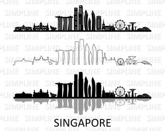 SINGAPORE City SKYLINE outline silhouette vector svg eps jpg png